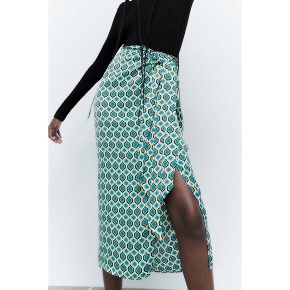 NWT ZARA GEOMETRIC PRINT MIDI SKIRT - Picture 10 of 16
